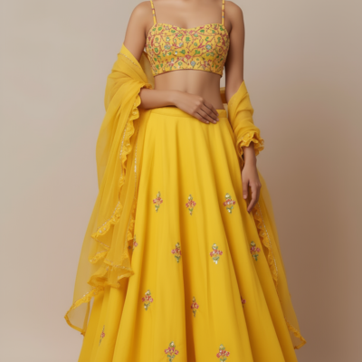 Sunshine Yellow Embroidered Lehenga Set