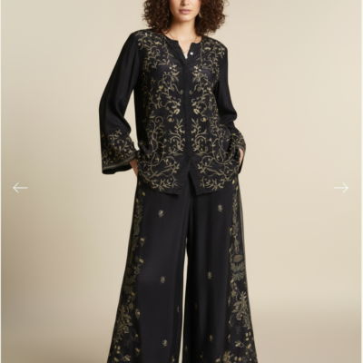 Black Luxe Embroidered Co-ord Set