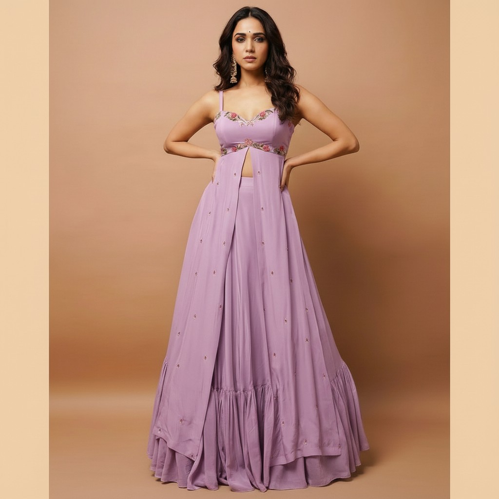 Embellished Flared Gown Set - Image 5