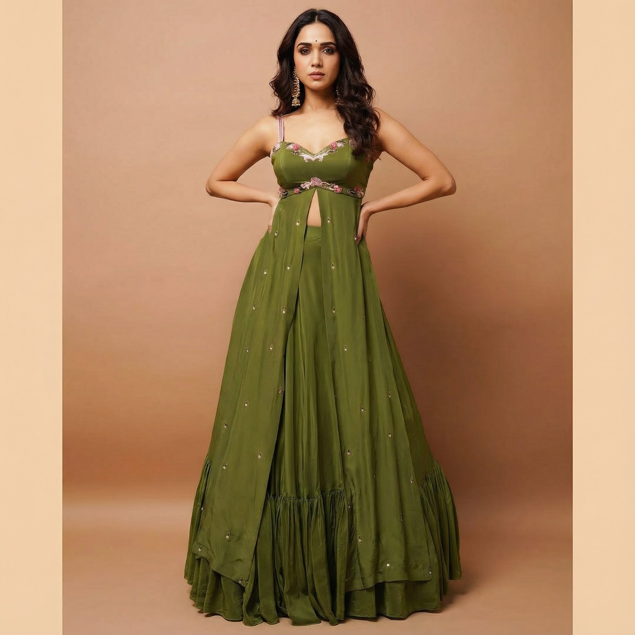 Embellished Flared Gown Set