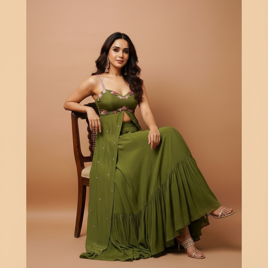 Embellished Flared Gown Set - Image 3