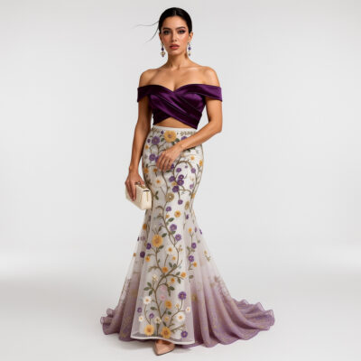 Off Shoulder Draped Mermaid Set